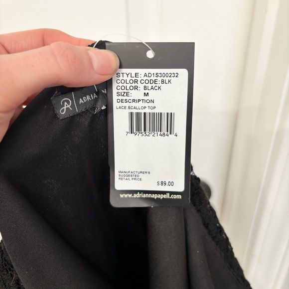 Black Lace Scallop Top | Adrianna Papell M - Picture 6 of 10